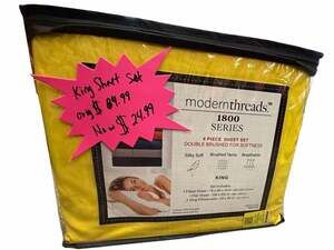 Modern Threads 1800 Series 4-Piece King Sheet Set, Yellow